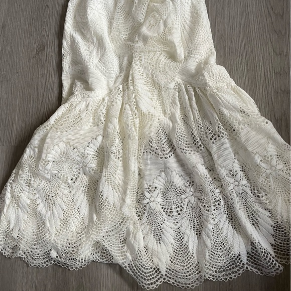 NWT Yumi Kim White Ruffle Lace Bridal High Neck Belted Sleeveless Midi Dress XS - Picture 8 of 10